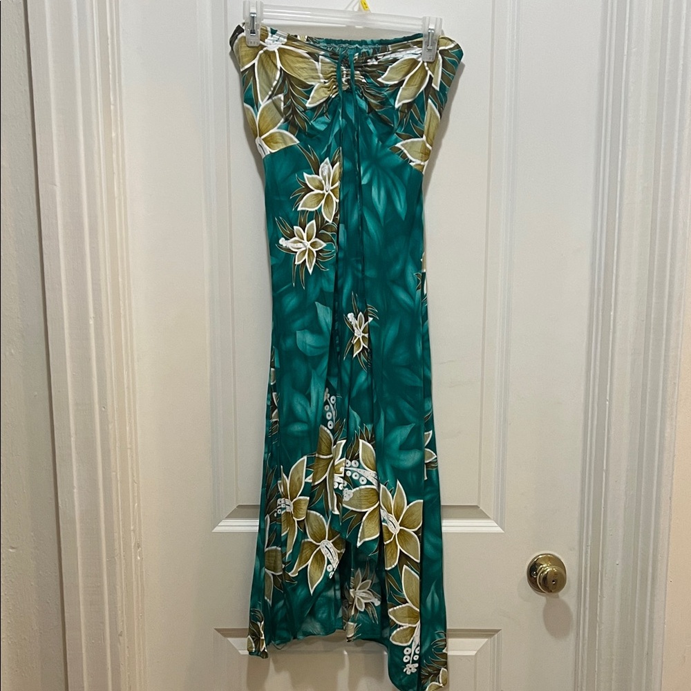 Floral Strapless Hawaiian Maxi Dress